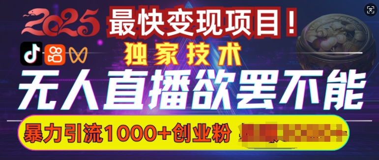欲罢不能的无人直播引流，超暴力日引流1000+高质量精准创业粉-58创网