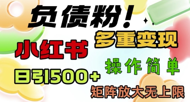 2月最新小红书日引500+负债粉，多重变现轻松过W，矩阵放大无上限-58创网
