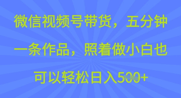 微信视频号带货，五分钟一条作品，照着做小白也可以轻松日入5张-58创网
