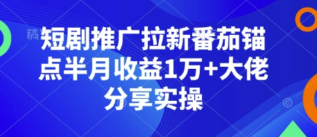 短剧推广拉新番茄锚点半月收益1万+大佬分享实操-58创网