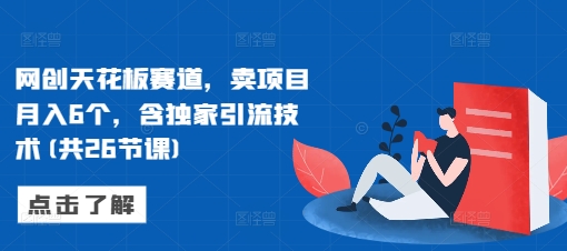 网创天花板赛道，卖项目月入6个，含独家引流技术(共26节课)-58创网