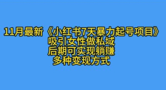 K总部落11月最新小红书7天暴力起号项目，吸引女性做私域【揭秘】-58创网