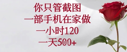 你只管截图，一部手机在家可以做，一小时120.一天5张+【揭秘】-58创网