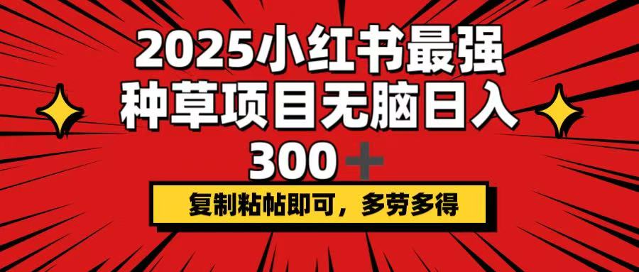 2025小红书最强种草项目，无脑日入300+，复制粘帖即可，多劳多得-58创网