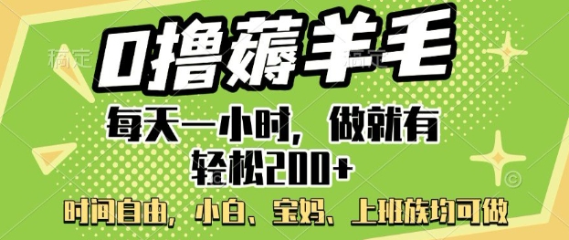 0撸薅羊毛，每天一小时，做就有轻松2张，小白宝妈，上班族均可做-58创网