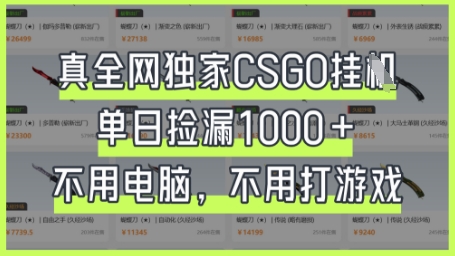 真全网独家CSGO挂G，单日捡漏1k+【揭秘】-58创网