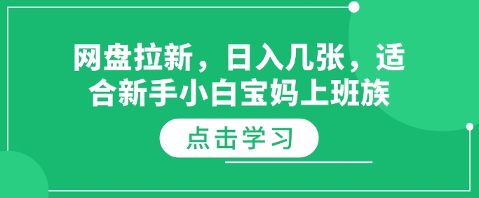 网盘拉新，日入几张，适合新手小白宝妈上班族-58创网