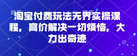 淘宝付费玩法无界实操课程，高价解决一切烦恼，大力出奇迹-58创网