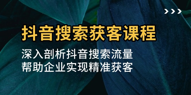 抖音搜索获客课程：深入剖析抖音搜索流量，帮助企业实现精准获客-58创网