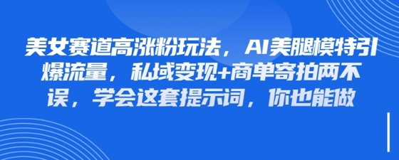 美女赛道高涨粉玩法，AI美腿模特引爆流量，私域变现+商单寄拍两不误，学会这套提示词，你也能做-58创网
