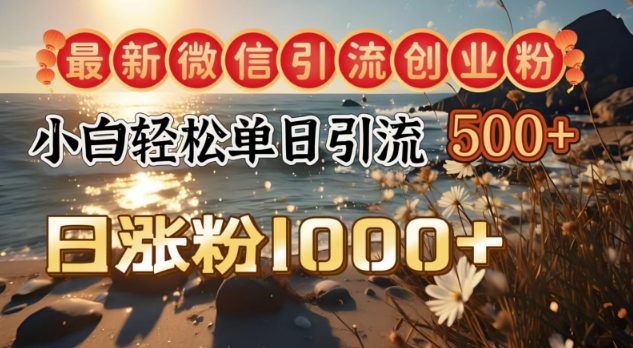 最新微信引流创业粉，小白单日轻松引流500+，日涨粉1000+-58创网
