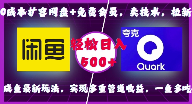 0成本扩容网盘+免费会员，卖技术，拉新，咸鱼最新玩法，实现多重管道收益，一鱼多吃，轻松日入500+-58创网