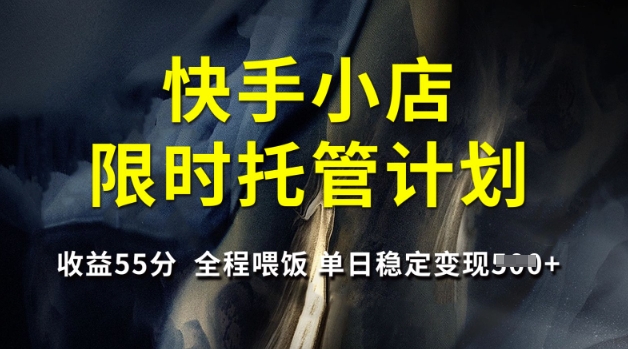 快手小店限时托管计划，收益55分，全程喂饭，单日稳定变现5张【揭秘】-58创网