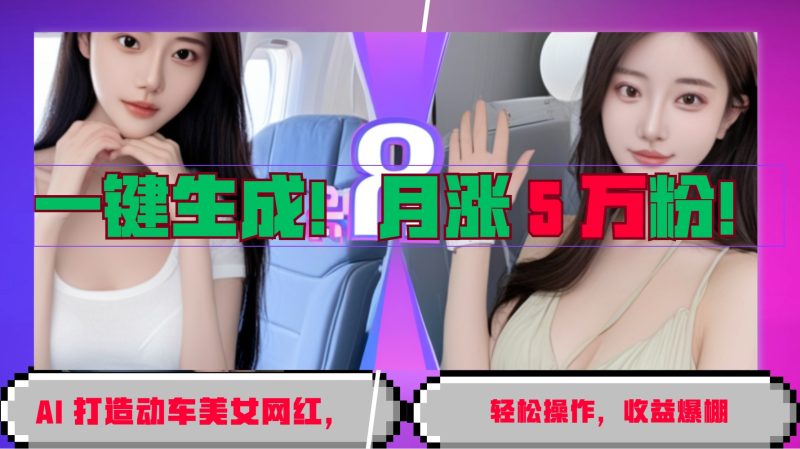 一键生成！AI 打造动车美女网红，轻松操作月涨5万粉，收益爆棚-58创网