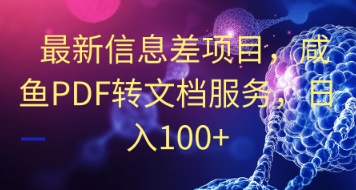 最新信息差项目，咸鱼PDF转文档服务，日入100+-58创网