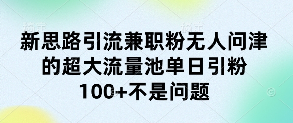 新思路引流兼职粉无人问津的超大流量池单日引粉100+不是问题-58创网