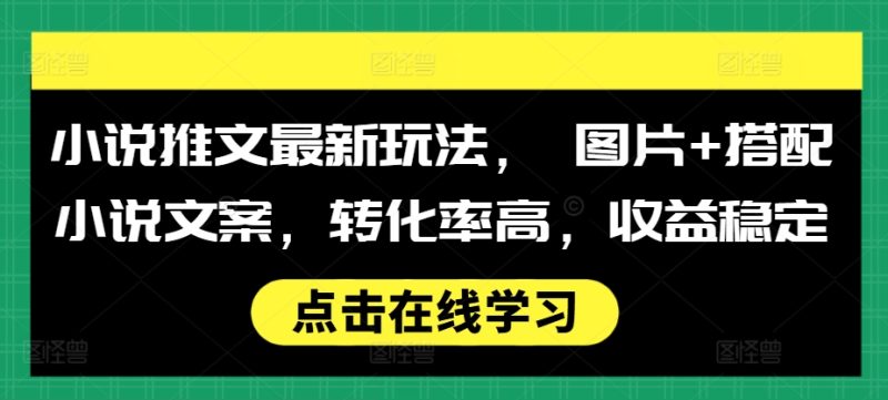 小说推文最新玩法， 图片+搭配小说文案，转化率高，收益稳定-58创网