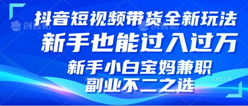 抖音短视频带货全新升级玩法，小白也能月入过W，适合新手宝妈兼职副业的不二之选!-58创网