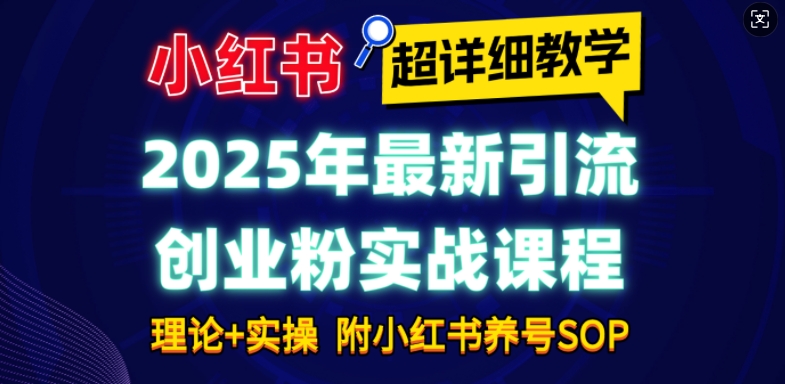 2025年最新小红书引流创业粉实战课程【超详细教学】小白轻松上手，月入1W+，附小红书养号SOP-58创网