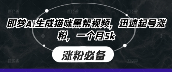 即梦AI生成猫咪黑帮视频，迅速起号涨粉，一个月5k-58创网