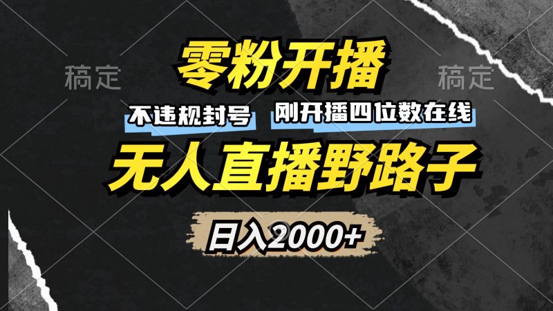 零粉开播，无人直播野路子，日入2000+，不违规封号，躺赚收益！-58创网