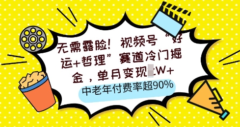 无需露脸，视频号“好运+哲理”赛道冷门掘金，单月变现2W+，中老年付费率超90%-58创网