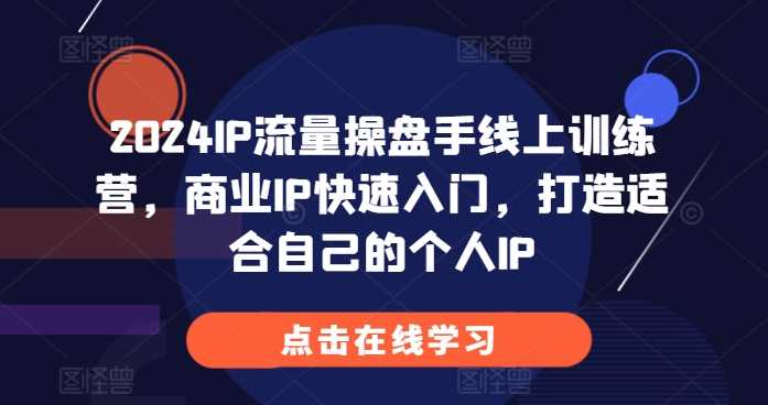 2024IP流量操盘手线上训练营，商业IP快速入门，打造适合自己的个人IP-58创网