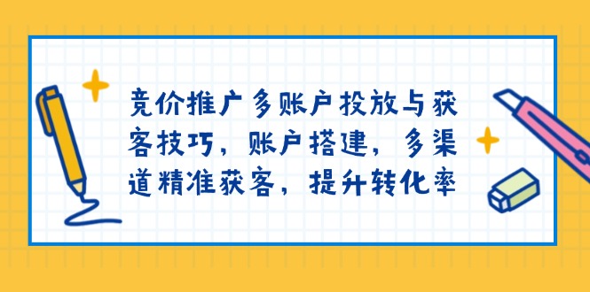 竞价推广多账户投放与获客技巧，账户搭建，多渠道精准获客，提升转化率-58创网