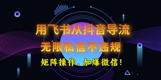 用飞书从抖音导流，无限私信不违规，抖音截流创业粉-58创网