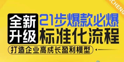 21步爆款必爆标准化流程，全新升级，打造企业高成长盈利模型-58创网