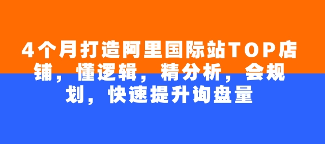 4个月打造阿里国际站TOP店铺，懂逻辑，精分析，会规划，快速提升询盘量-58创网