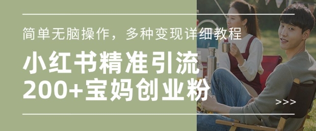 小红书混剪日引200+宝妈创业粉，简单无脑操作，多种变现详细教程-58创网
