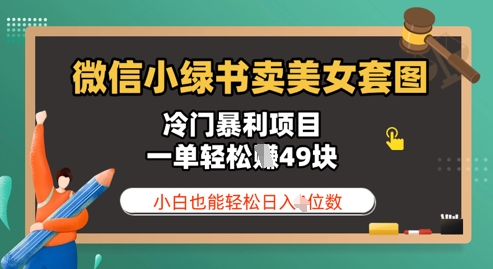 微信小绿书卖美女套图，冷门暴利项目，一单轻松挣49块，小白也能轻松日入3位数-58创网