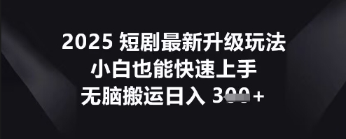 2025短剧最新升级玩法，小白也能快速上手，无脑搬运日入3张-58创网