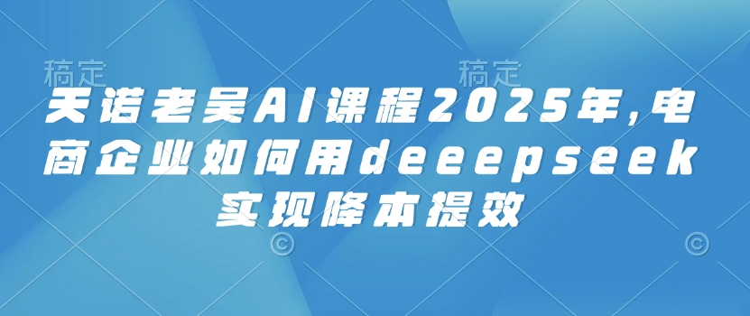 天诺老吴AI课程2025年，电商企业如何用deeepseek实现降本提效-58创网