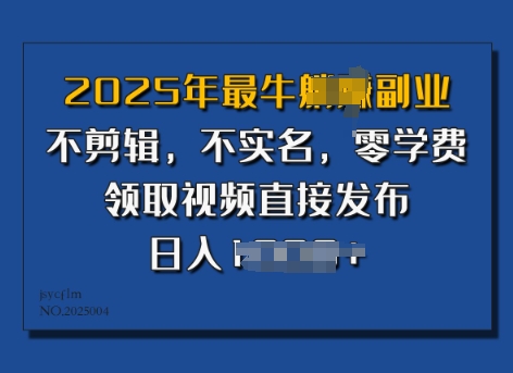 ​2025年最牛副业，不剪辑，不实名，零学费，零粉可做，领取视频直接发布，有播放就有收益-58创网