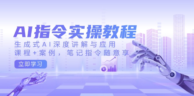 AI指令实操教程，生成式AI深度讲解与应用，课程+案例，笔记指令随意享-58创网