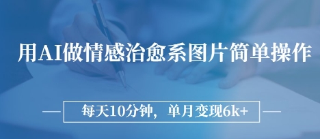 用AI做情感治愈系图片，简单操作，每天10分钟，单月变现6k+-58创网