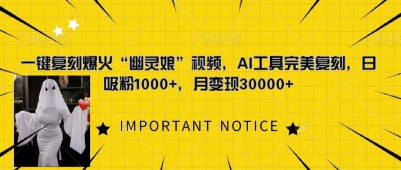 一键复刻爆火“幽灵娘”视频，AI工具完美复刻，日吸粉1000+，月变现过W-58创网