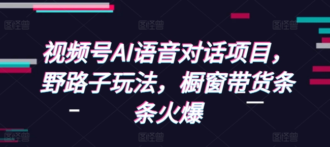 视频号AI语音对话项目，野路子玩法，橱窗带货条条火爆-58创网