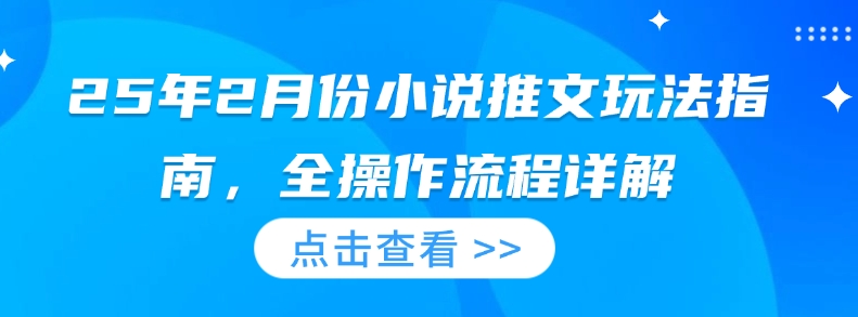 25年2月份小说推文玩法指南，全操作流程详解-58创网