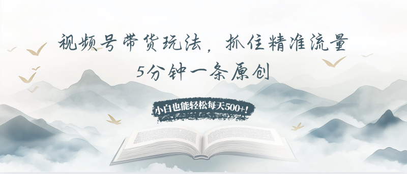 视频号带货玩法，抓住精准流量，5分钟一条原创，小白也能轻松每天500+！-58创网