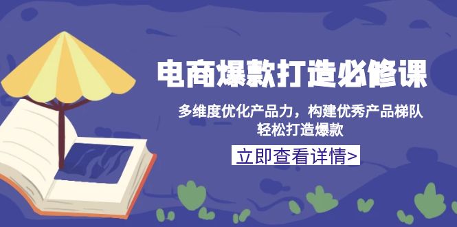 电商爆款打造必修课：多维度优化产品力，构建优秀产品梯队，轻松打造爆款-58创网