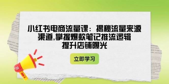 小红书电商流量课：揭秘流量来源渠道,掌握爆款笔记推流逻辑,提升店铺曝光-58创网