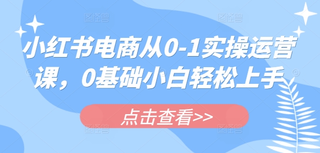 小红书电商从0-1实操运营课，0基础小白轻松上手-58创网