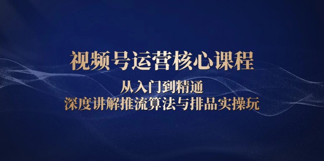 视频号运营核心课程，从入门到精通，深度讲解推流算法与排品实操玩-58创网