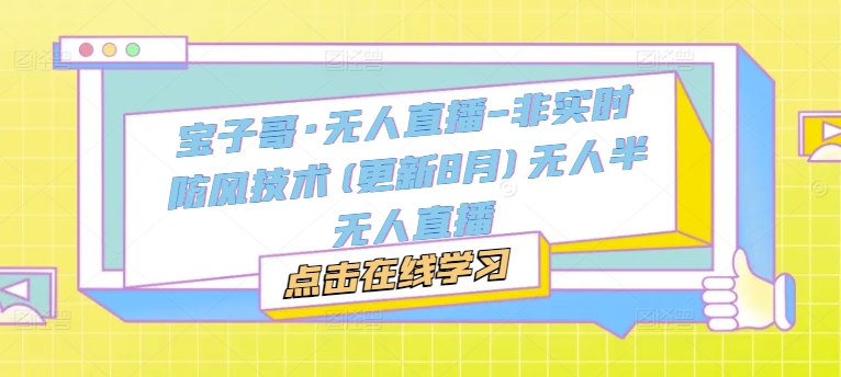 宝子哥·无人直播-非实时防风技术(更新11月)无人半无人直播-58创网