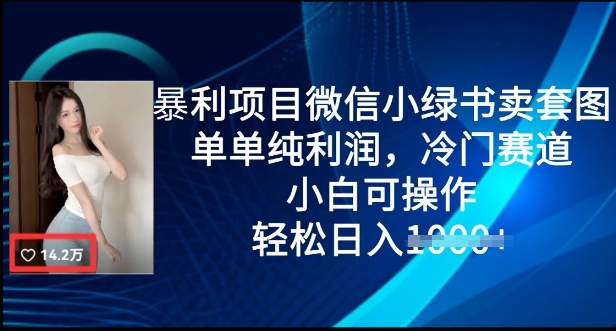 暴利项目微信小绿书卖套图，单单纯利润，冷门赛道， 小白可操作，轻松日入多张-58创网