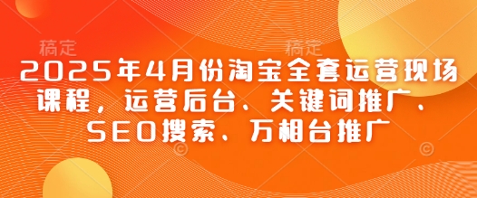 2025年4月份淘宝全套运营现场课程，运营后台、关键词推广、SEO搜索、万相台推广-58创网