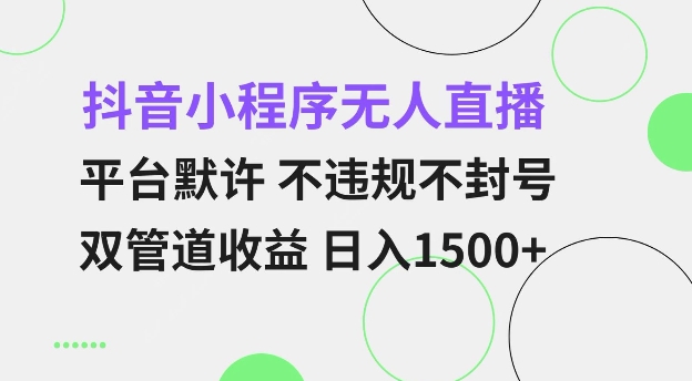 抖音小程序无人直播 平台默许 不违规不封号 双管道收益 日入多张 小白也能轻松操作【仅揭秘】-58创网